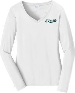 Port & Company Ladies L/S V-Neck Tee, White